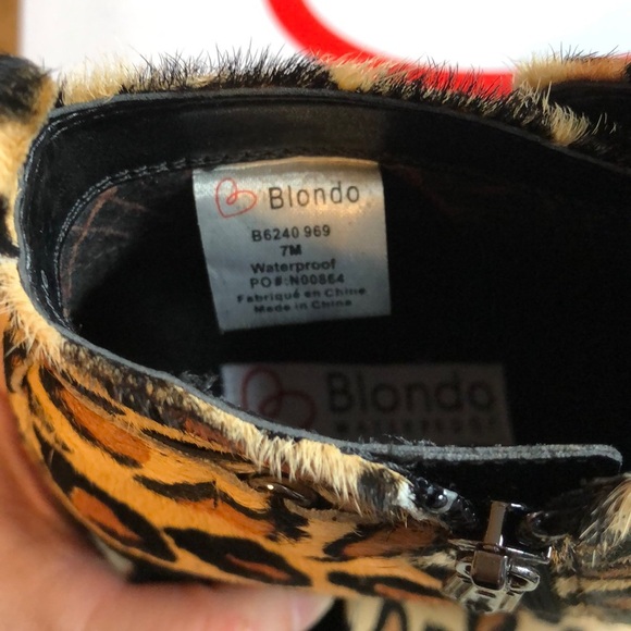 New Blondo Tami Leopard Boot Waterproof size 6.5 animal cheetah black shoe - Picture 6 of 8